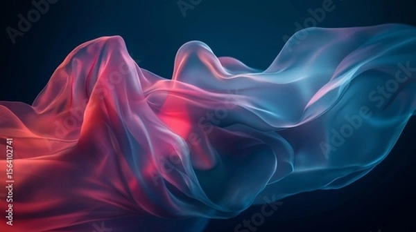 Fototapeta Ethereal flowing fabric creates a mesmerizing display of colors and textures in an abstract setting