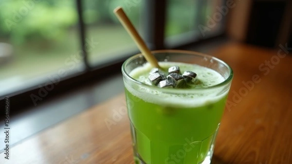 Fototapeta The refreshing presentation of lime drinks