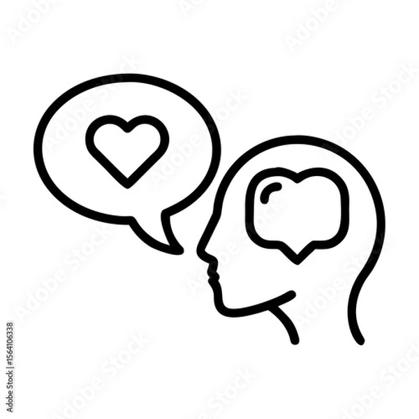 Fototapeta Mental health talk bubble and heart — emotional support icon, transparent background