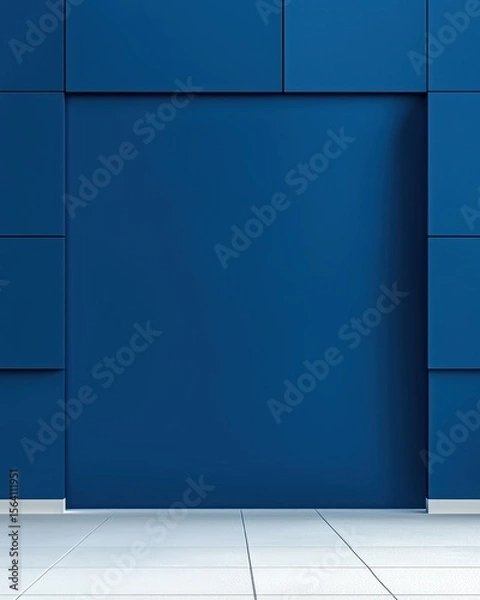 Fototapeta Modern Blue Wall with Clean Lines and Minimalist Design Elements