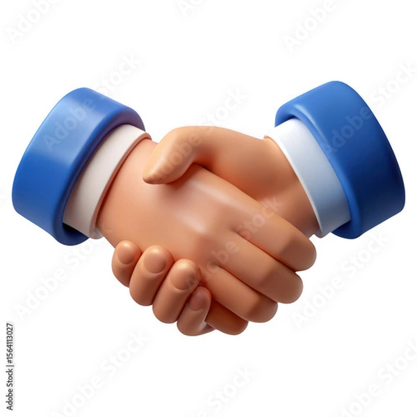 Fototapeta 3d handshake agreement with blue cuffs isolated on transparent background