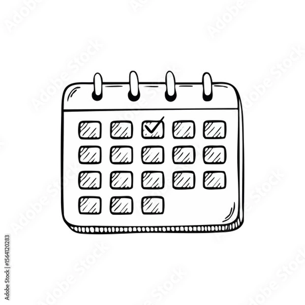 Obraz Hand drawn calendar icon with check mark illustration