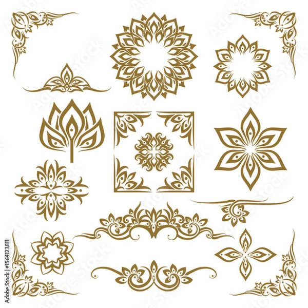 Fototapeta set of decorative ornamental elements