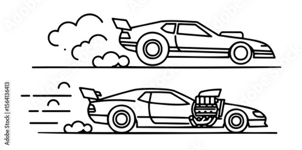 Fototapeta Drag racing cars icon, dynamic design featuring speed and power