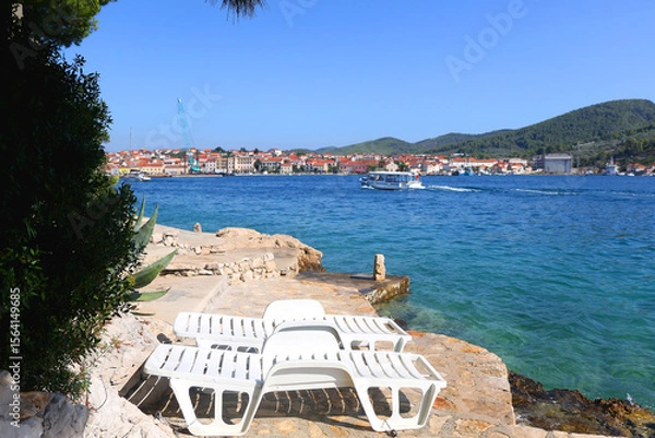 Obraz Beautiful beach in Vela Luka, on island Korcula, Croatia.