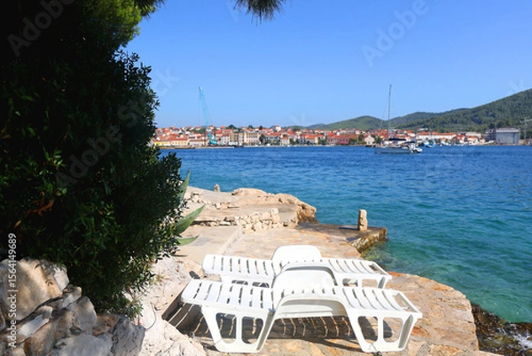 Obraz Beautiful beach in Vela Luka, on island Korcula, Croatia.