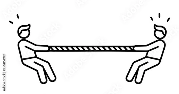 Fototapeta Tug of war icon featuring two competitors in a friendly match