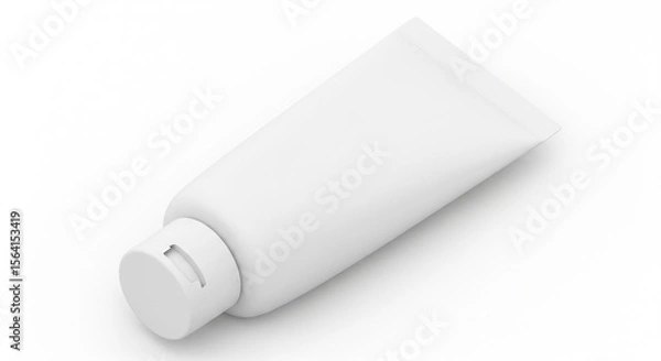 Fototapeta Blank white cosmetic bottle mockup, 3d rendering isolated on white background. Created using generative AI tools
