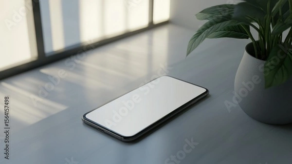 Fototapeta Smartphone mockup on light gray surface