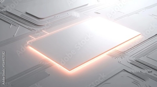 Fototapeta Abstract circuit board with orange light
