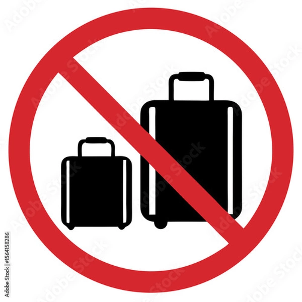 Fototapeta No oversized baggage sign, prohibitive tone, displaying luggage on a red background