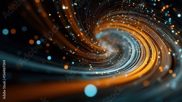 Fototapeta Dynamic Spiral Cosmos with Illuminated Particles in Vibrant Colors