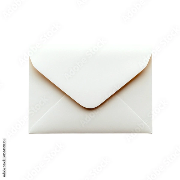 Fototapeta Minimalist image of a simple white envelope placed against a clean white background. Ideal for communication, correspondence, mail delivery, and stationery concepts.