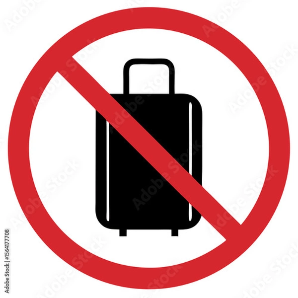 Fototapeta No oversized baggage sign, displaying a suitcase on a red background