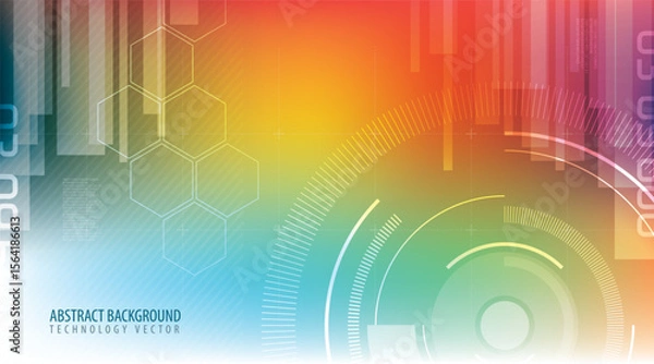 Fototapeta Abstract vector background with colorful technology geometric patterns