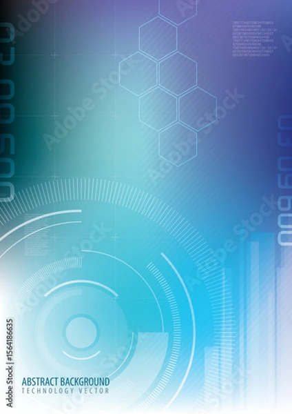 Fototapeta Abstract vector background with blue technology geometric patterns