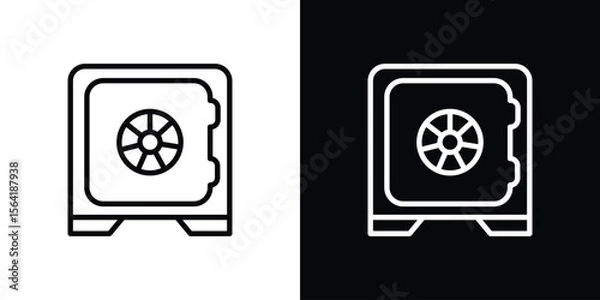 Fototapeta Safe icons in line style. Editable black and white strokes