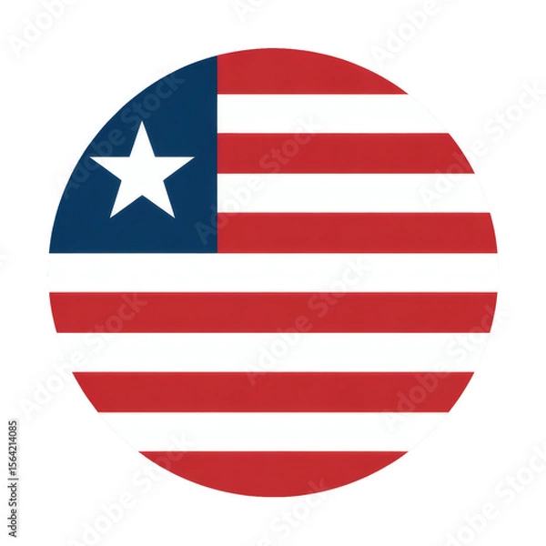 Obraz Round Vector Illustration Liberia Flag - A Circular Patriotic Design