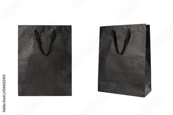 Obraz  Two Black paper bag isolated on white background.