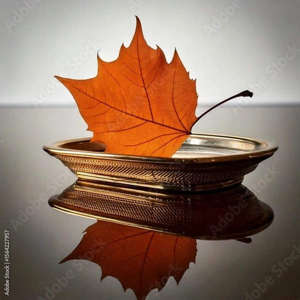 Obraz Reflejo abstracto de hoja seca en agua