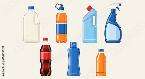 Obraz Collection of plastic bottles for liquid products stock