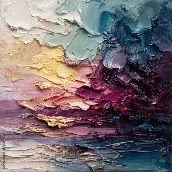 Obraz Painted Skies: Impressionist-Style Sunset in Soft Brush Textures
