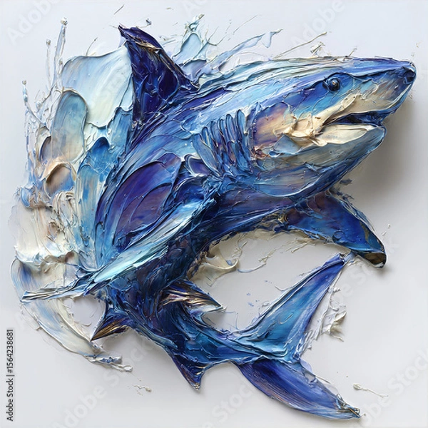 Obraz Ocean Form: Abstract Sculpture of a Shark in Blue and White
