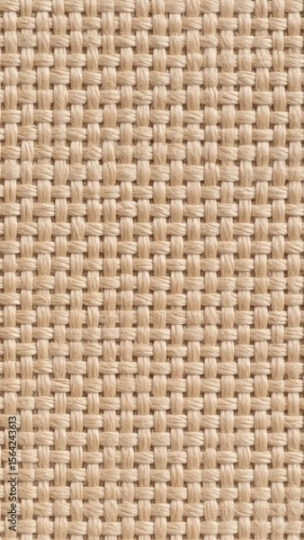 Fototapeta Detailed Close Up Shot of Beige Woven Fabric Showing Intricate Texture and Pattern