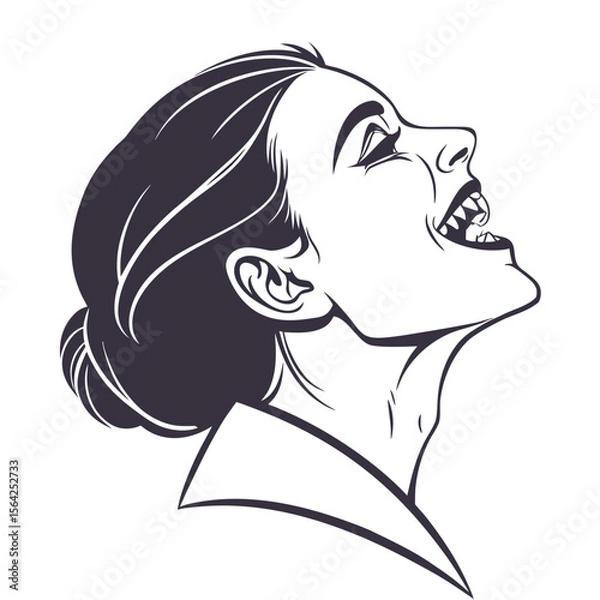 Obraz Fanged woman profile vampire fangs