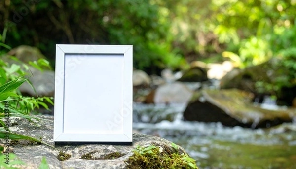 Fototapeta White Frame Near Forest Stream