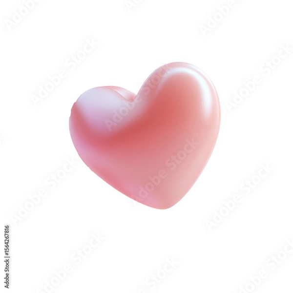 Obraz A soft pink 3d icon of a heart with a transparent background representing love and affection a visual symbol of care and emotion