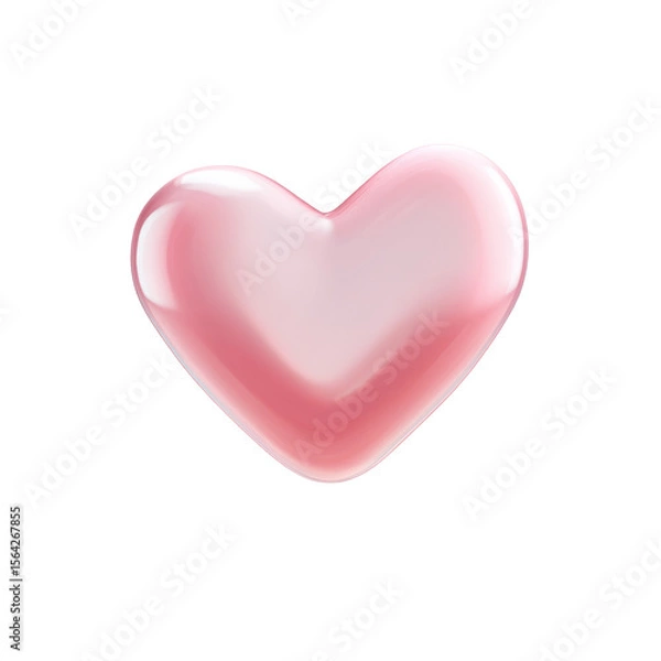 Obraz A soft glowing transparent pink 3d icon of a heart symbolizing love and affection perfect for any romantic design