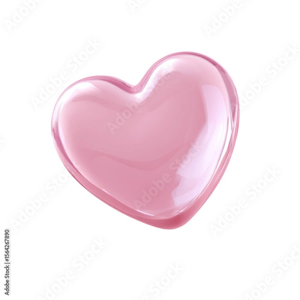 Obraz A soft 3d icon rendered in transparent PNG format featuring a gentle pink heart symbolizing love and affection