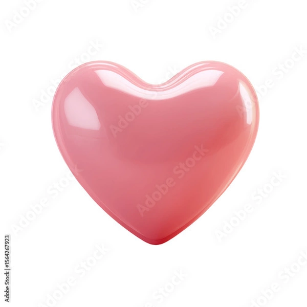 Obraz A vibrant and glossy pink heart icon symbolizing love and affection rendered in a soft 3d style with a transparent background perfect for digital design projects