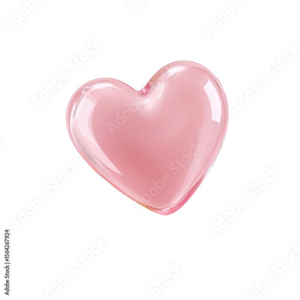 Obraz A delicate and shiny pink heart rendered as a transparent PNG 3D icon exuding a soft and loving aura