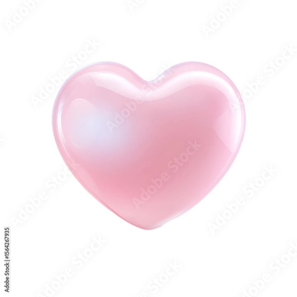 Obraz A beautiful and soft 3D icon of a pink heart with a transparent background perfect for conveying love and affection in digital designs