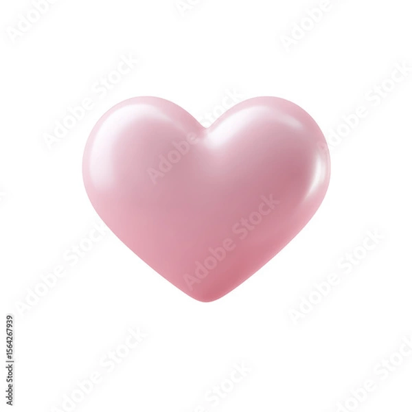 Obraz A glossy soft pink heart icon rendered in 3D with a transparent background perfect for digital design projects symbolizing love and affection