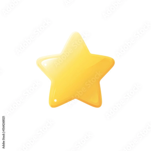 Obraz A Gleaming Yellow Star Icon Symbolizing Quality Achievement and Excellence in a Vibrant 3D Design Rendered on a Transparent PNG Background