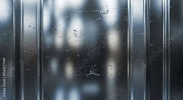 Obraz Reflective Metal Surface: A close-up shot of a textured, industrial metal surface gleaming, its imperfections telling a story of resilience and strength.