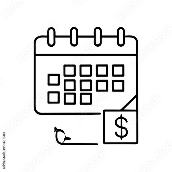 Obraz Calendar icon with dollar sign, representing payment due date.
