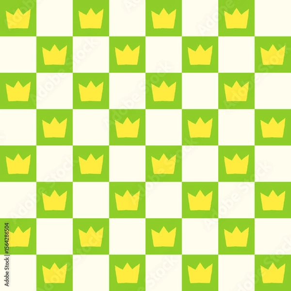 Obraz Hand Drawn Crown Vector Seamless Pattern