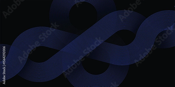 Fototapeta Modern dark blue abstract horizontal banner background with glowing geometric lines.Suitable for covers, brochures, presentations, flyers. vector.