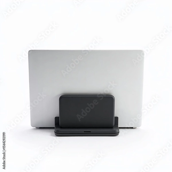 Fototapeta Foldable laptop stand with portable power bank