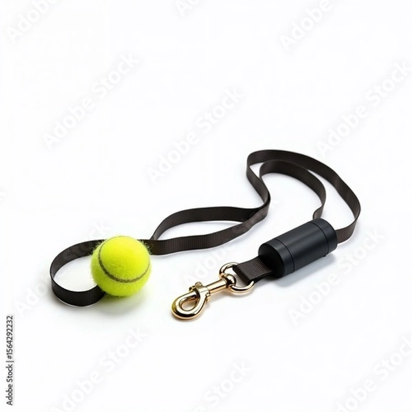 Obraz Leash with poop bag dispenser and tennis ball