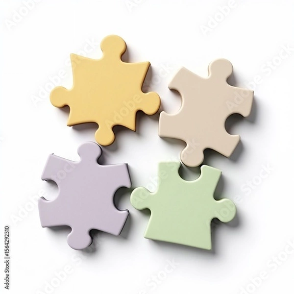 Fototapeta Puzzle pieces forming teamwork icon