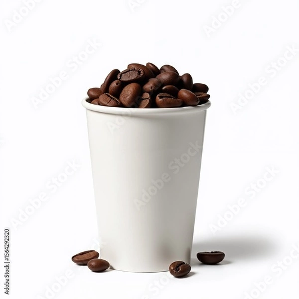 Obraz Reusable coffee cup with coffee beans