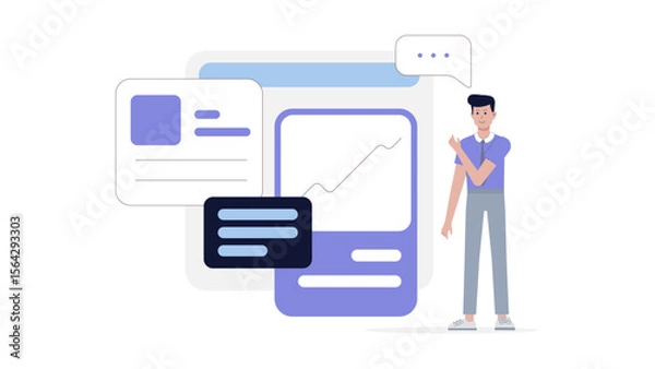 Obraz Man standing, presenting a data graph on a whiteboard, suitable for business presentations and financial reports, conveying data analysis visually.