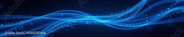 Fototapeta Abstract blue-cyan light trails on black background ,  space,  bright,  cosmic