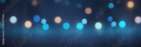 Fototapeta Abstract blue glow, bokeh lights, ethereal, dreamy background, cosmic, sparkle