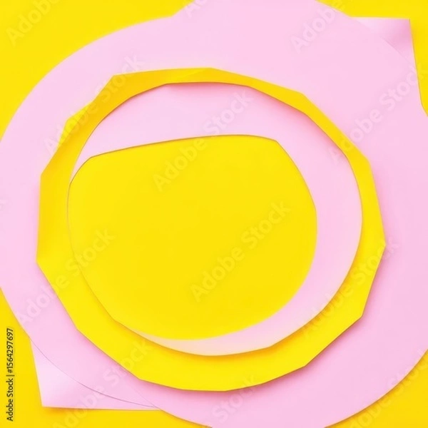 Fototapeta Abstract layered paper design, vibrant yellow background, vibrant, invitation
